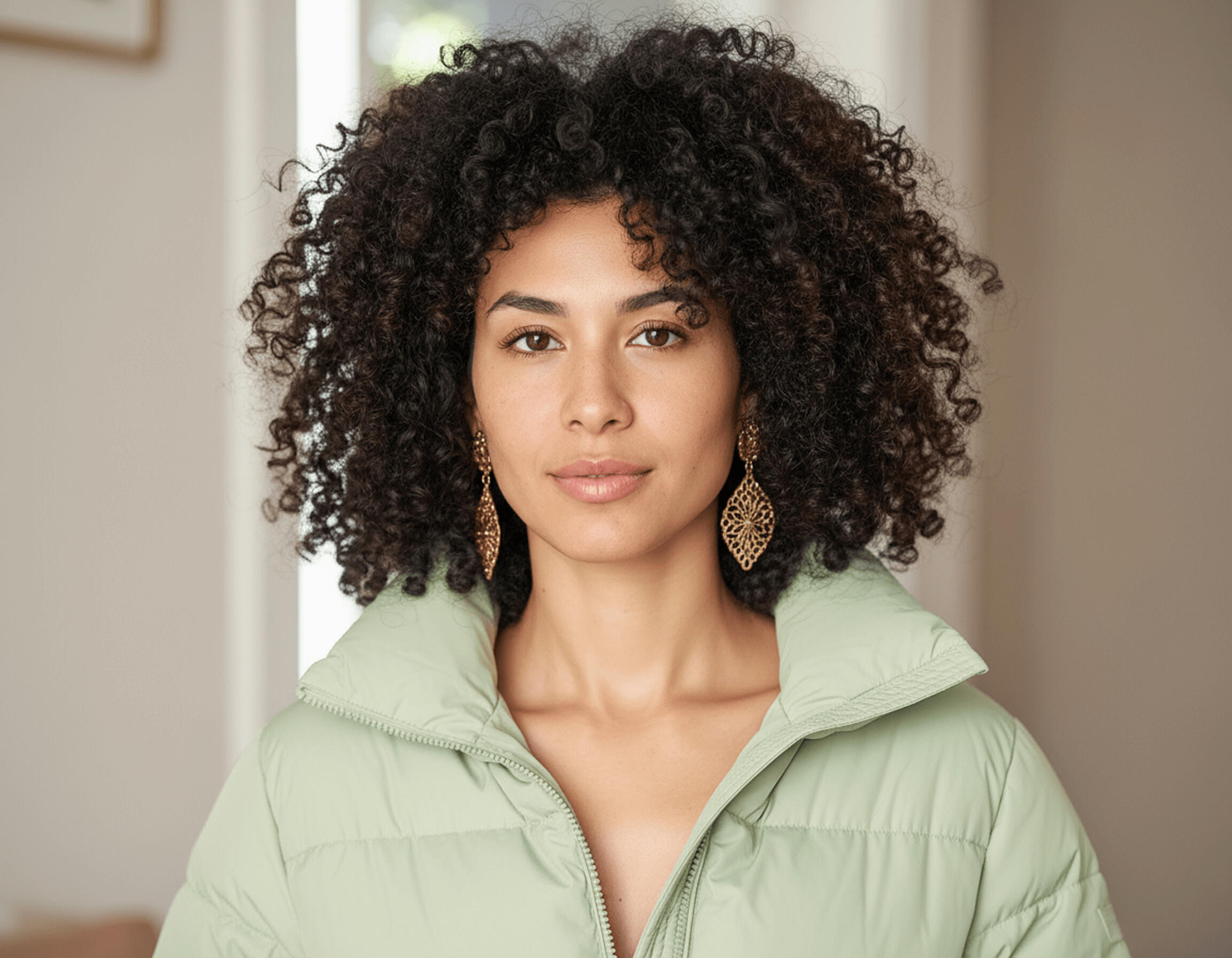 AI-guided wardrobe and hair variations, refined with manual retouching.