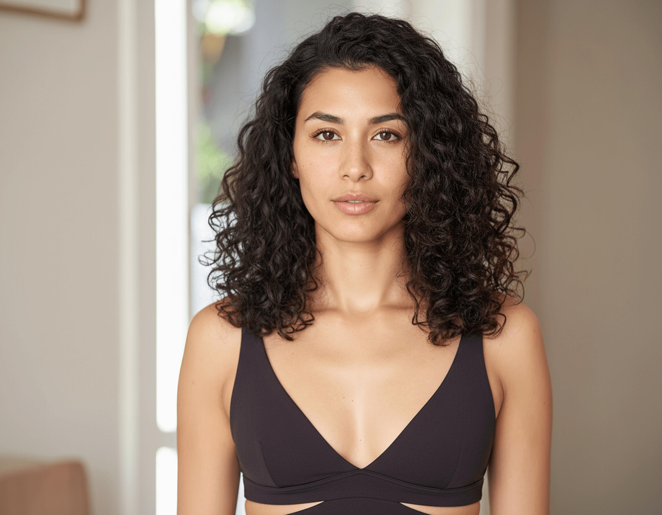 AI-guided wardrobe and hair variations, refined with manual retouching.